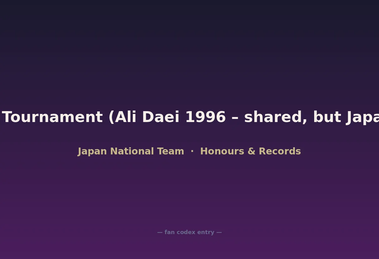 AFC Asian Cup Record: Most Goals in a Single Tournament (Ali Daei 1996 – shared, but Japan's highest: Naohiro Takahara 2000 – 5 goals)