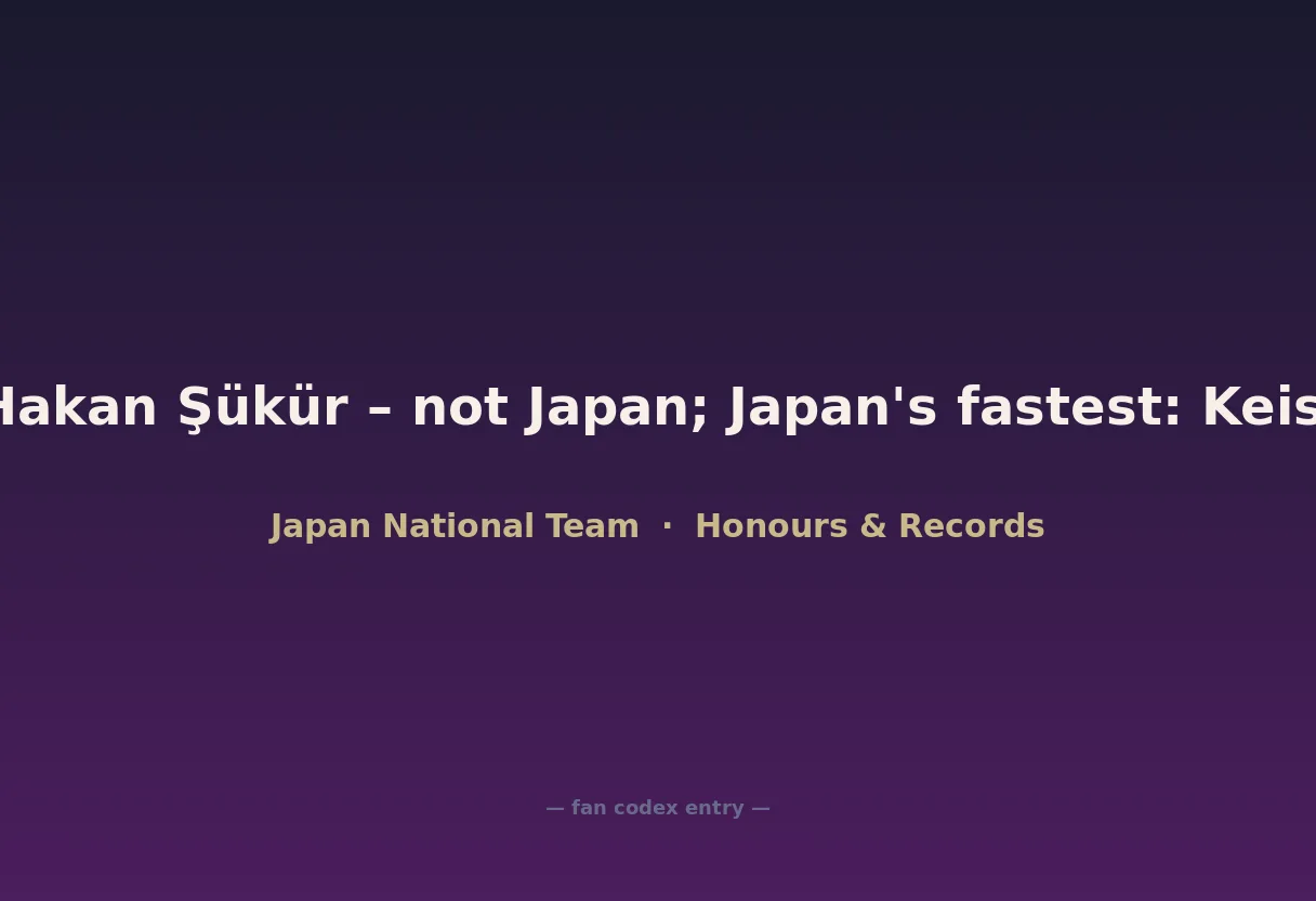 Fastest Goal in World Cup History (Hakan Şükür – not Japan; Japan's fastest: Keisuke Honda 8 min vs Denmark 2010)